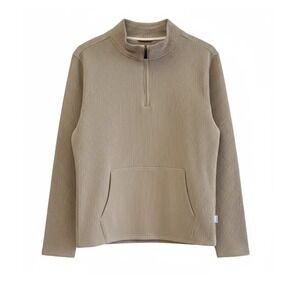 Rainforest Pullover Quarter Zip S Chinchilla Beige Striped RF02B30146 Mens NWT